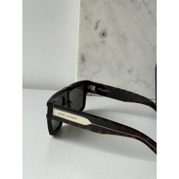 NEW Saint Laurent SL628 Flat Top Sunglasses in Havana Brown - Picture 7 of 10